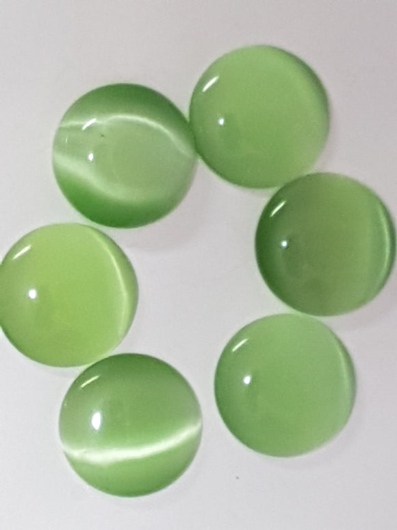 CABOCHON - 12-14MM CAT'S EYE  - ROUND - LIGHT GREEN