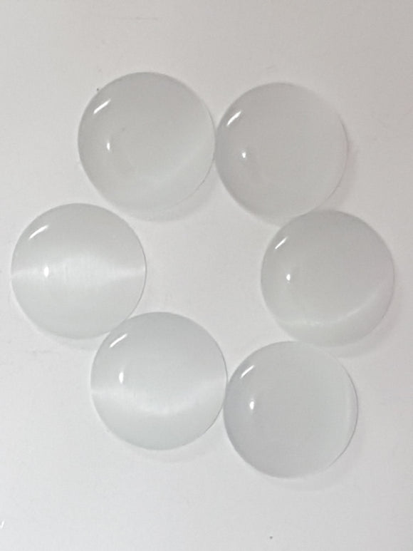 CABOCHON - 12-14MM CAT'S EYE  - ROUND - FROSTY WHITE