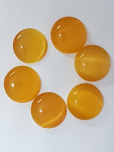 CABOCHON - 12-14MM CAT'S EYE  - ROUND - DARK YELLOW