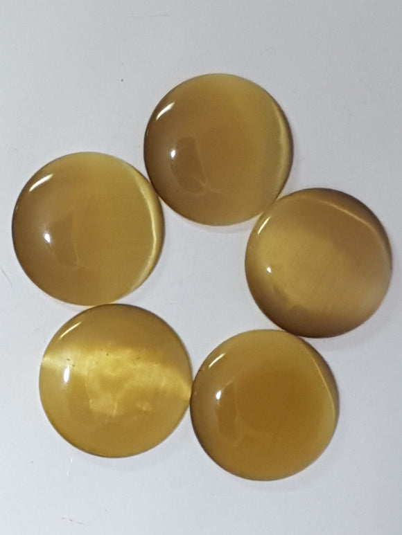 CABOCHON - 18MM CAT'S EYE  - ROUND - PALE BROWN