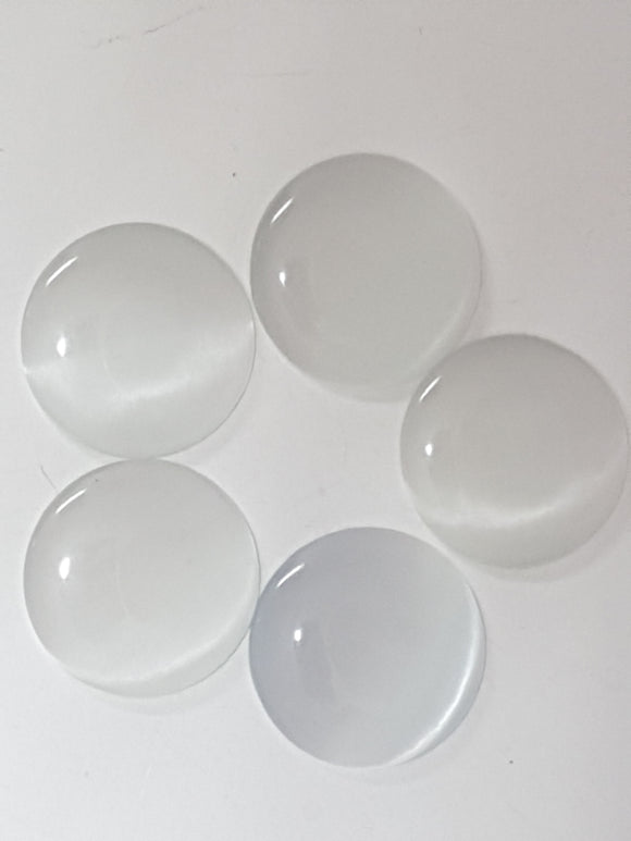 CABOCHON - 18MM CAT'S EYE  - ROUND - FROSTY WHITE