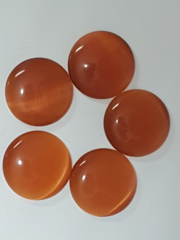 CABOCHON - 18MM CAT'S EYE  - ROUND - DARK ORANGE