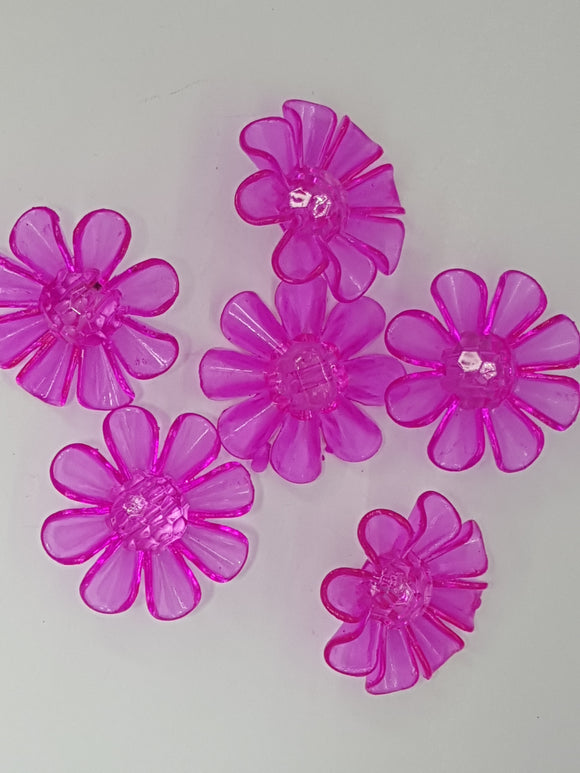 BUTTONS - 31x31x11MM FLOWER BUTTON - FUCHSIA