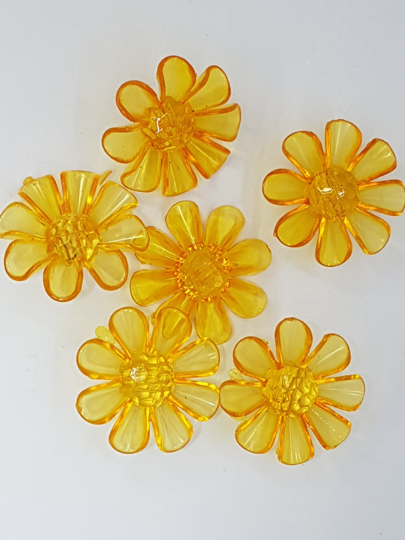 BUTTONS - 31x31x11MM FLOWER BUTTON - ORANGE