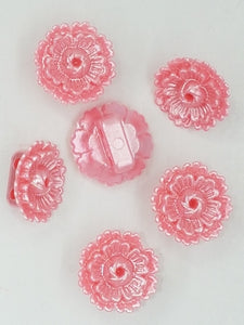BUTTONS - 13MM FLOWER BUTTON - PEARL SALMON