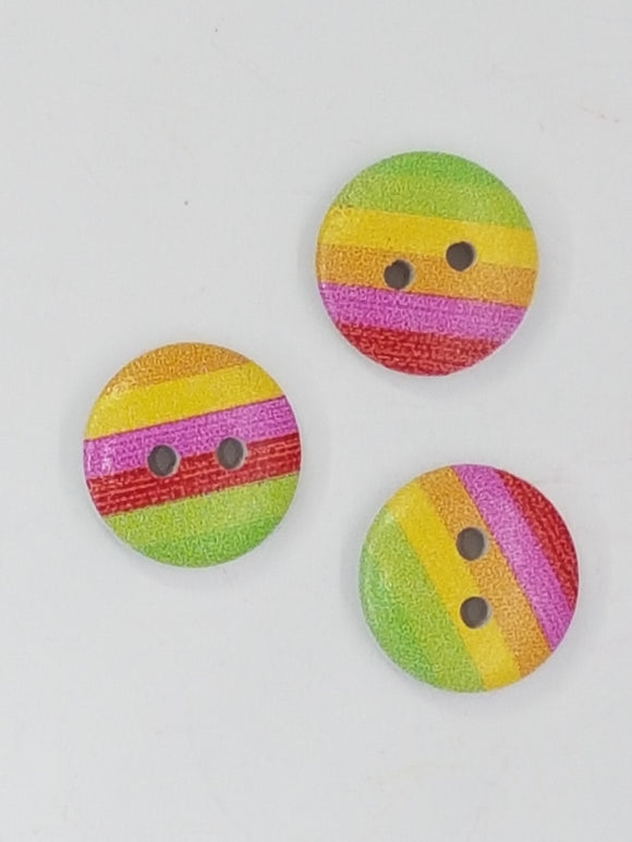 BUTTONS - 15MM WOODEN - STRIPES - STRIPES 1