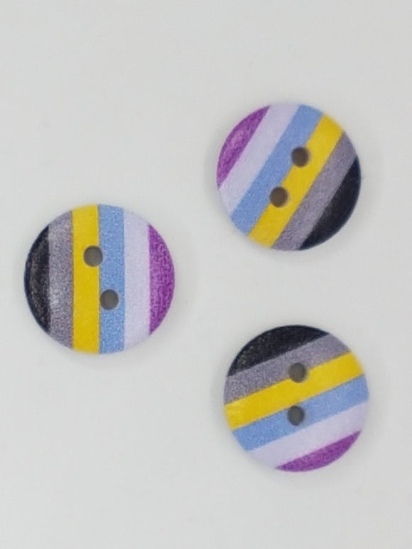 BUTTONS - 15MM WOODEN - STRIPES - STRIPES 3