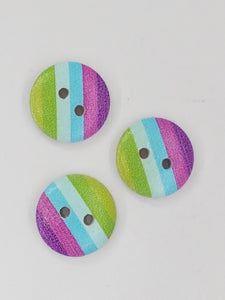 BUTTONS - 15MM WOODEN - STRIPES - STRIPES 4