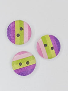 BUTTONS - 15MM WOODEN - STRIPES - STRIPES 5