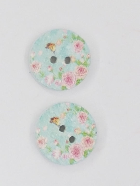 BUTTONS - 15MM WOODEN - ROSES