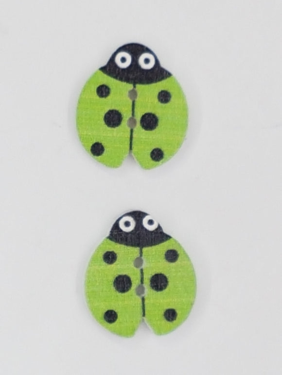 BUTTONS - 16x18MM WOODEN - LADYBUGS