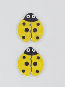 BUTTONS - 16x18MM WOODEN - LADYBUGS