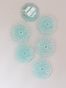BUTTONS - 13MM FLOWER BUTTON - PEARL ICE BLUE