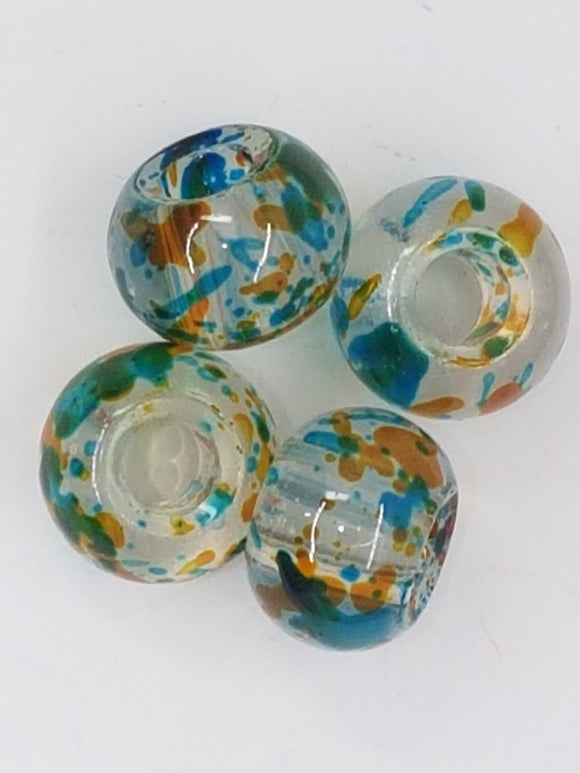 15MM LARGE HOLE GLASS RONDELLES - BLUE/GREEN