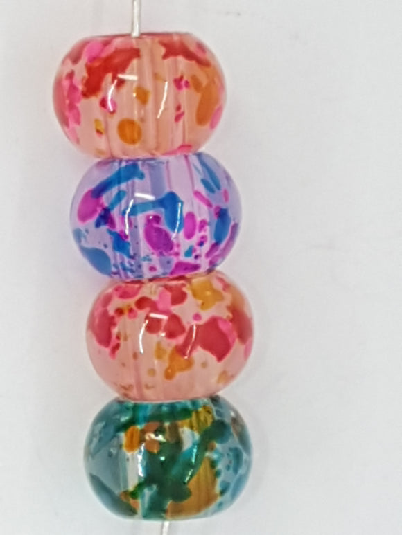 15MM LARGE HOLE GLASS RONDELLES - MIXED COLOURS