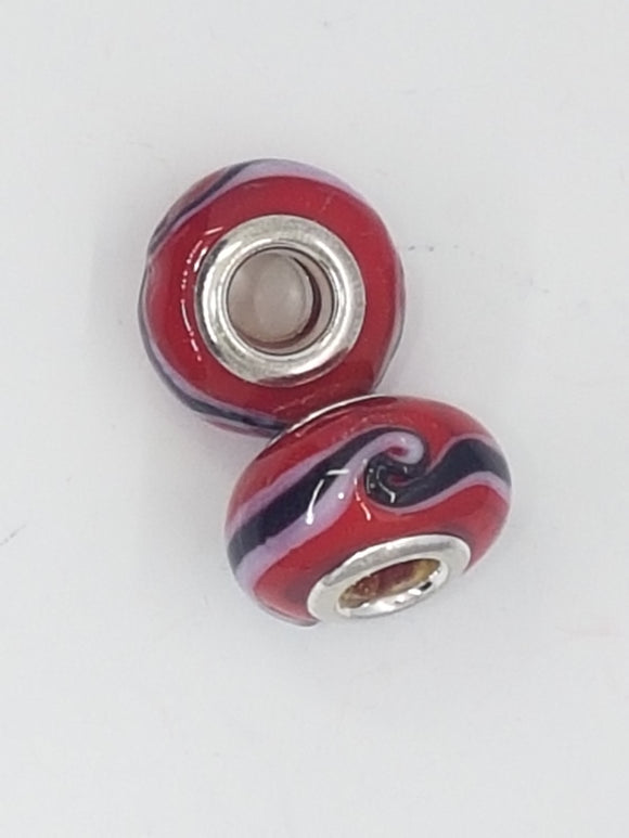14x9MM LARGE HOLE H/MADE LAMPWORK RONDELLES - RED