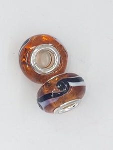 14x9MM LARGE HOLE H/MADE LAMPWORK RONDELLES - AMBER