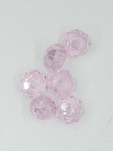 8MM GLASS ELECTROPLATED LARGE HOLE RONDELLE - PINK