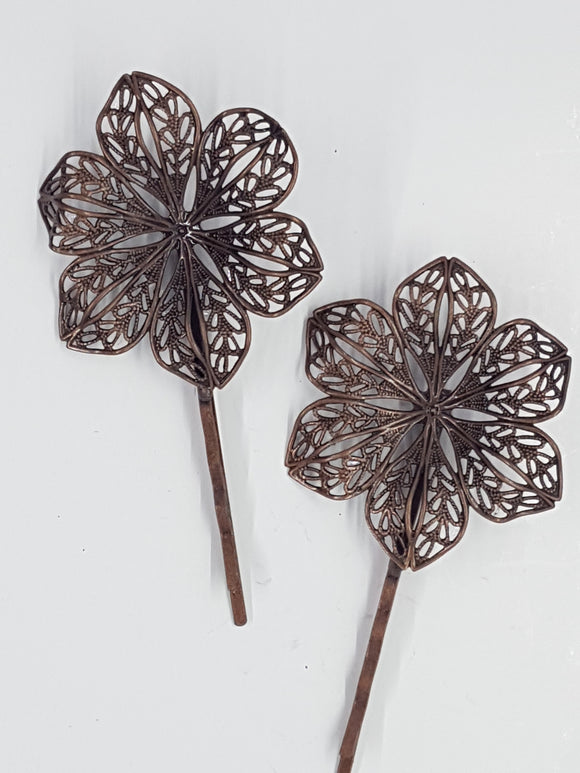 FILIGREE BOBBY PIN - 76MM - COPPER COLOUR