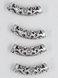 METAL -20.5 x 6.5mm - TIBETAN STYLE ALLOY TUBE BEADS - SILVER