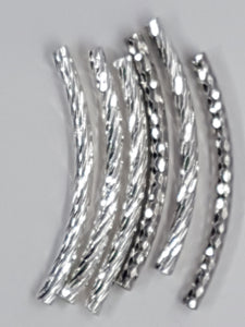 METAL -35 x 45mm - BRASS TUBE BEADS - SILVER