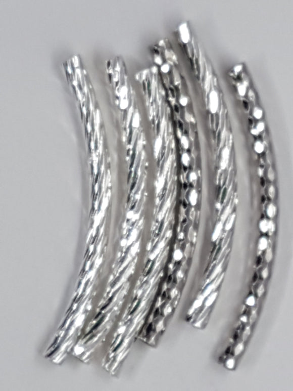 METAL -35 x 45mm - BRASS TUBE BEADS - SILVER