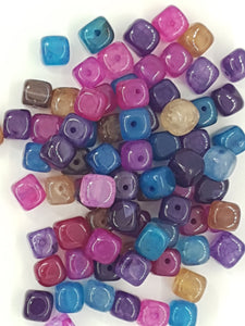 CUBES - 8MM DYED AGATE CUBES - MIXED COLOURS