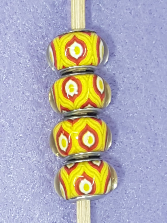 14MM LARGE HOLE ACRYLIC RONDELLES - YELLOW/RED