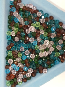 4MM ABACUS FACETED GLASS BEADS- MIXED COLOURS