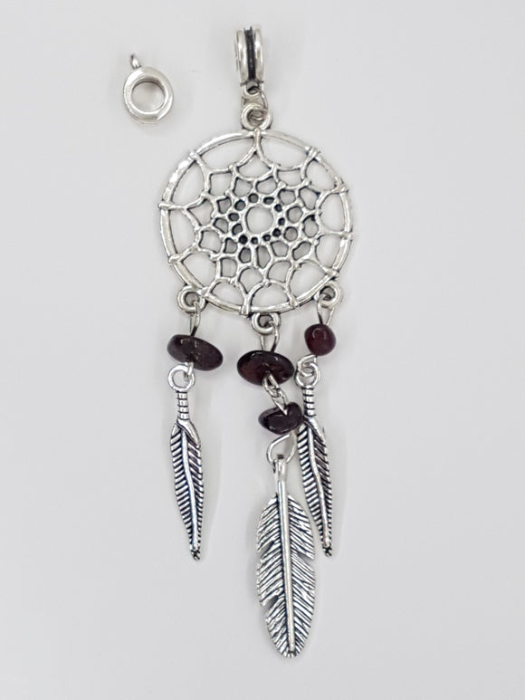 CHARMS - DREAM CATCHER - 98 X 28MM - ANTIQUE SILVER COLOUR