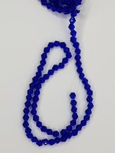 BICONES - 4MM H/MADE GLASS FACETED BEADS - ROYAL BLUE