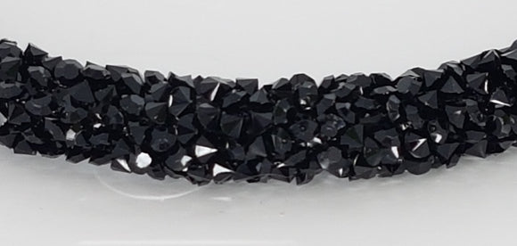 CORD - RUBBER  - HOLLOW - 5-6MM WITH BLACK RESIN RHINESTONES