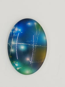 CABOCHON - 35 X 25MM GLASS H/MADE OVAL - GALAXY 8