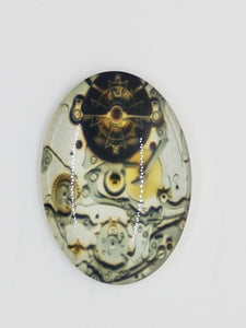 CABOCHON - 35 X 25MM GLASS H/MADE OVAL - STEAMPUNK 2