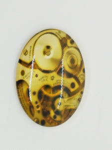 CABOCHON - 35 X 25MM GLASS H/MADE OVAL - STEAMPUNK 3
