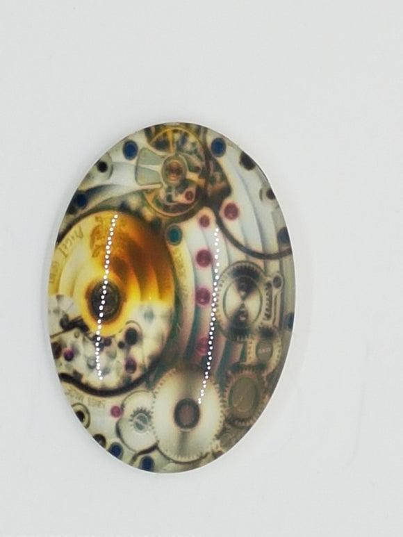 CABOCHON - 35 X 25MM GLASS H/MADE OVAL - STEAMPUNK 5