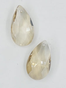 TEARDROPS - 28 x 17MM FACETED GLASS - PLATED CHAMPAGNE