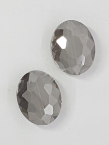 OVALS - 20 X 16MM FACETED CRYSTAL GLASS - E. PLATED SMOKEY