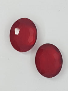 OVALS - 20 X 16MM FACETED CRYSTAL GLASS - E. PLATED RED