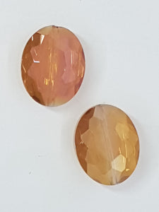 OVALS - 20 X 16MM FACETED CRYSTAL GLASS - E. PLATED ORANGE AMBER
