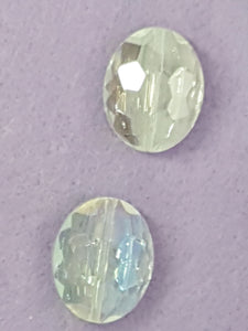 OVALS - 20 X 16MM FACETED CRYSTAL GLASS - E. PLATED CLEAR AB