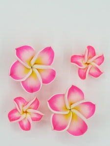 FLOWERS - 18 - 22MM POLYMER CLAY FRANGIPANI - FUCHSIA