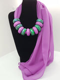 RONNY LEE CREATIONS - BEADED SCARF - PURPLE/GREEN MIX