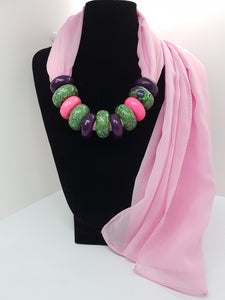 RONNY LEE CREATIONS - BEADED SCARF - PINK/PURPLE MIX