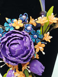 RONNY LEE CREATIONS - PURPLE PEONIES WITH FLOWERS NECKLACE