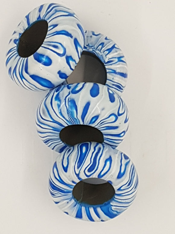 POLYMER CLAY BEAD - LIFESAVER - BLUE/WHITE NO2