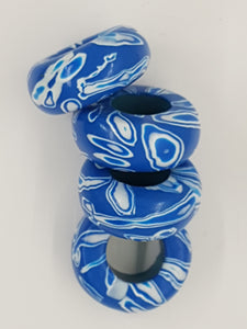 POLYMER CLAY BEAD - LIFESAVER - ULTRA MARINE BLUE/WHITE NO1