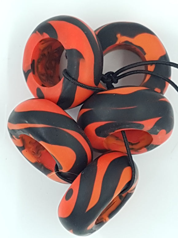 POLYMER CLAY BEAD - LIFESAVER - BLACK/RED