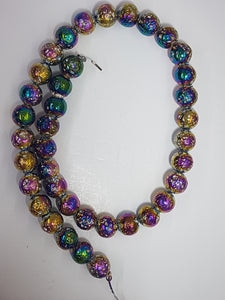 10MM LAVA BEADS - MULTI COLOUR PLATED