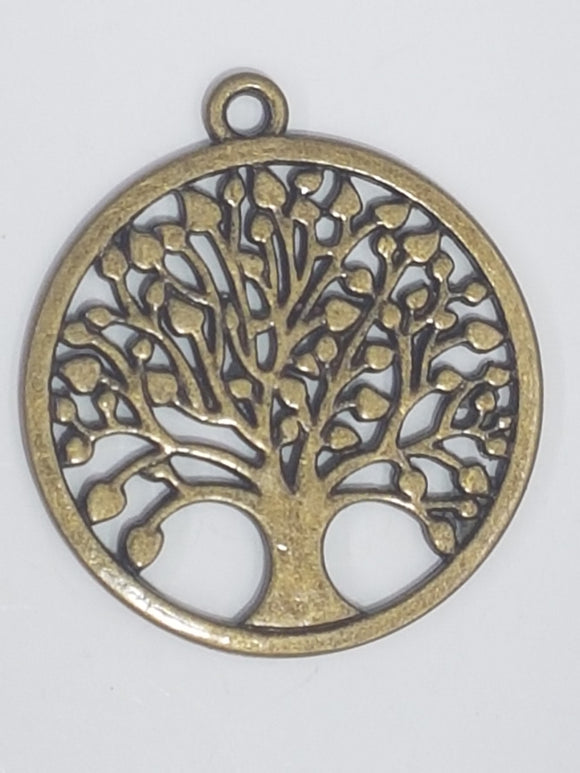 CHARMS - TREES - 38 X 35MM ROUND- ANTIQUE BRONZE COLOUR